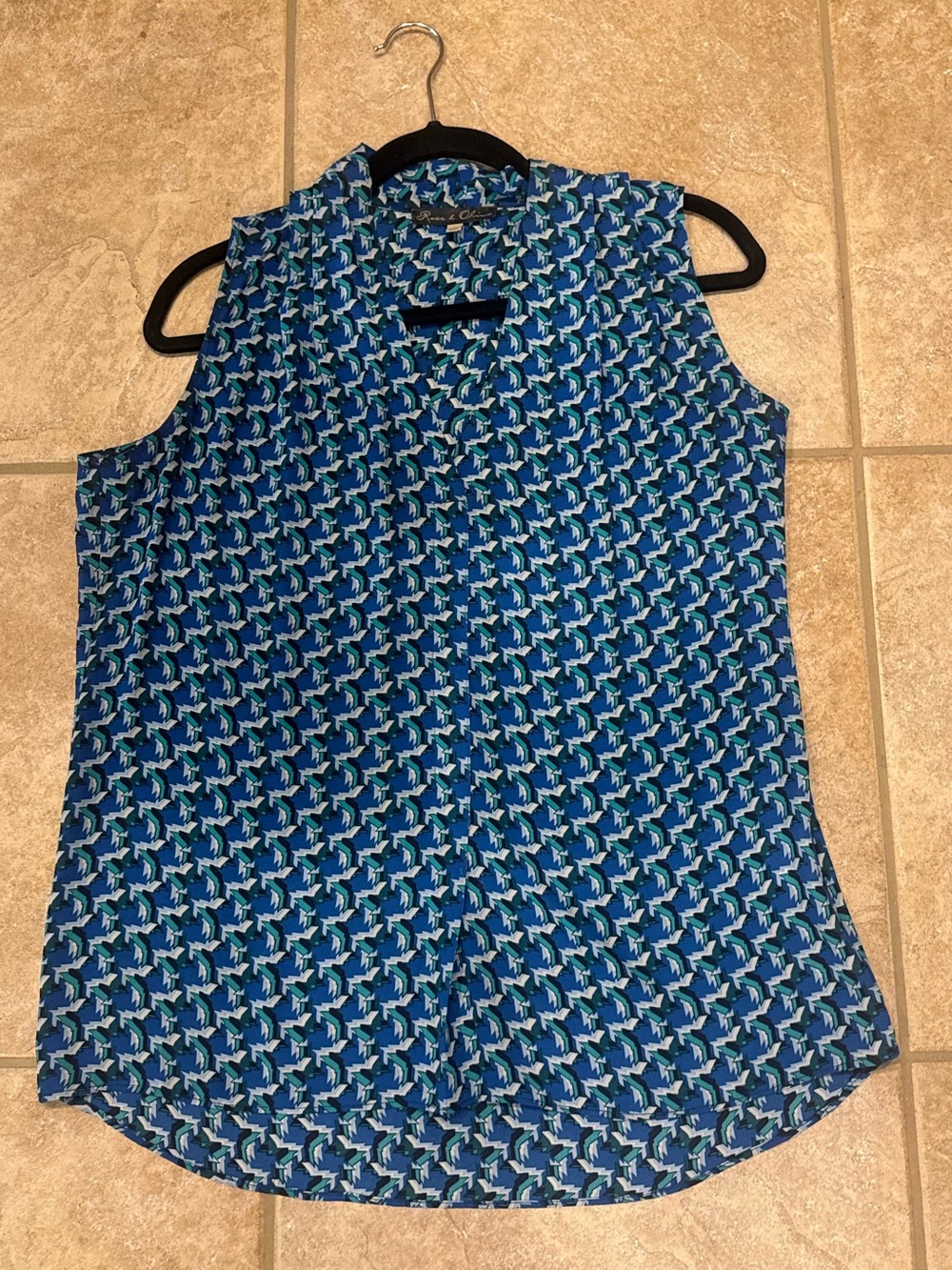 Rose & Olive Blue Patterned Sleeveless Camisole